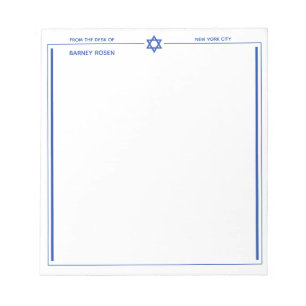 Star der israelischen Flaggengrenze von David 5,5  Notizblock