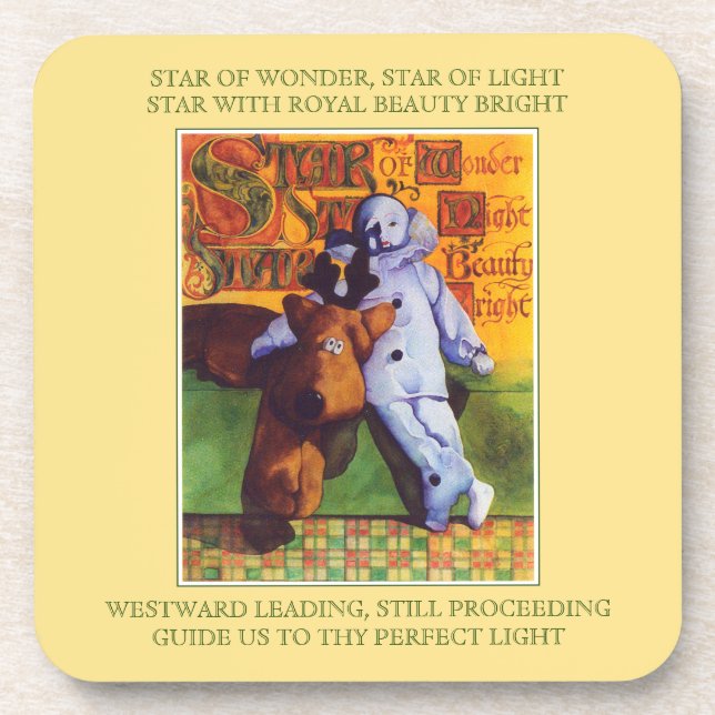 STAR DER WONDER Untersetzer + Texte / Gold (Vorderseite)