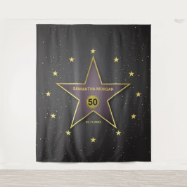 Star des berühmten Geburtstagsbanners Gold Balck Wandteppich