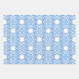Star des David Floral Hanukkah-Set Geschenkpapier Set