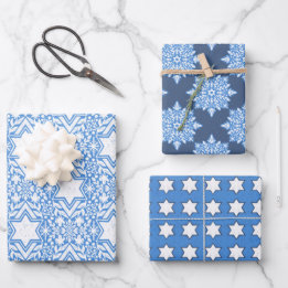 Star des David Floral Hanukkah-Set Geschenkpapier Set
