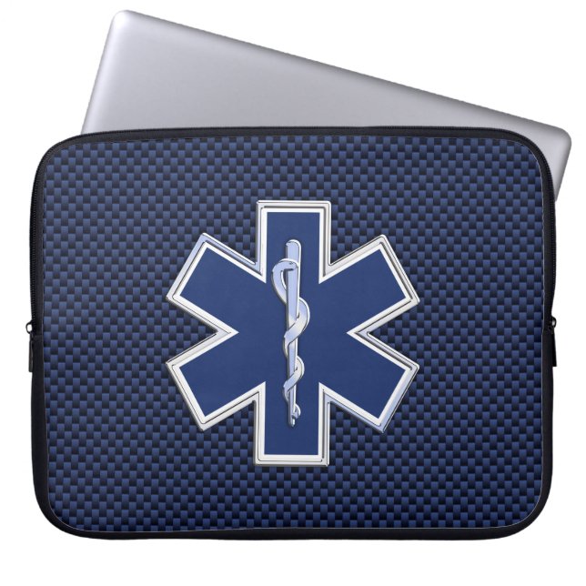 Star des Lebens paramedic Emergency Blue Carbon St Laptopschutzhülle (Vorderseite)