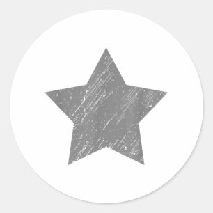 Star Distressed Grau Vintag Star Runder Aufkleber