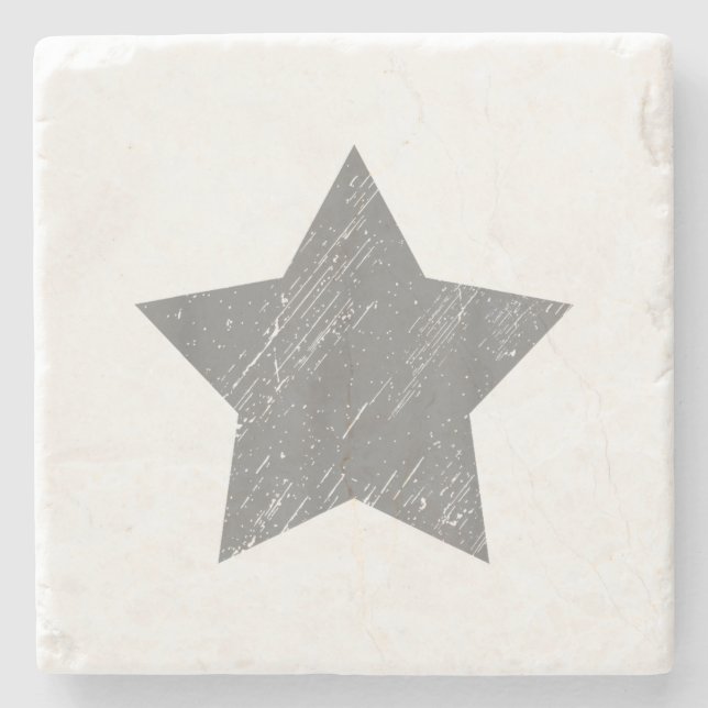 Star Distressed Grau Vintag Star Steinuntersetzer (Vorderseite)