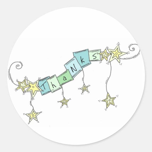 Star Doodles, vielen Dank Runder Aufkleber (Vorderseite)