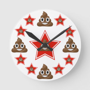 Star Emoji Poo Runde Wanduhr