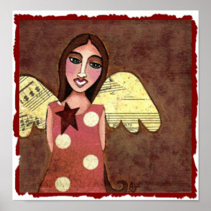 Star Engel mit musikalischen Wings - Druck Poster