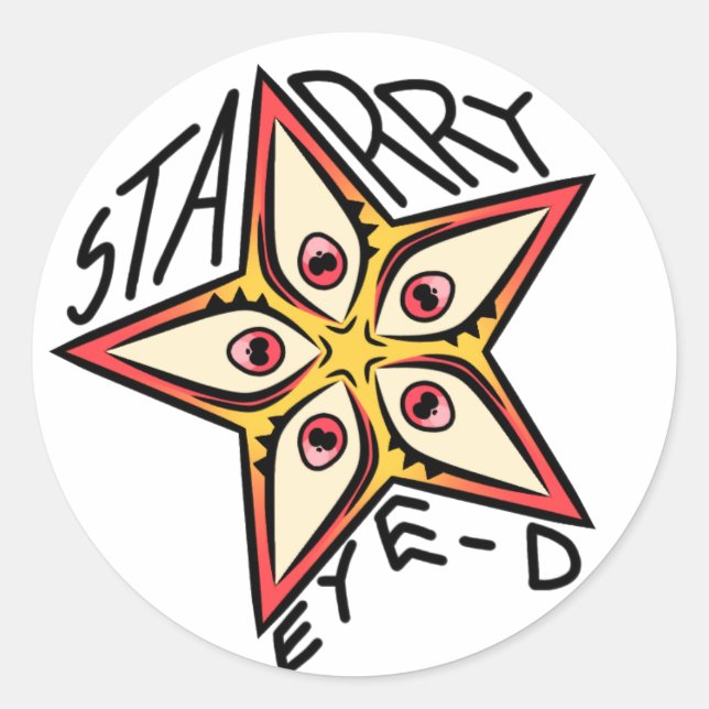 Star Eye Pink Yellow Red Runder Aufkleber (Vorderseite)