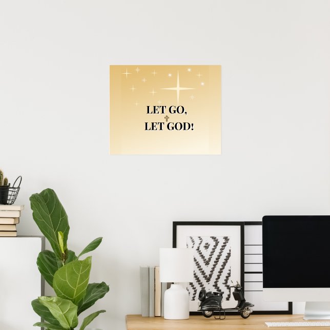 Star-Filled Let Go Let God Cross Light Poster (Heimbüro)