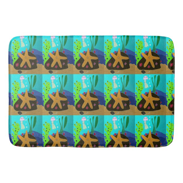 Star Fish and Jelly Fish Bathroom Mat Badematte (Vorderseite)