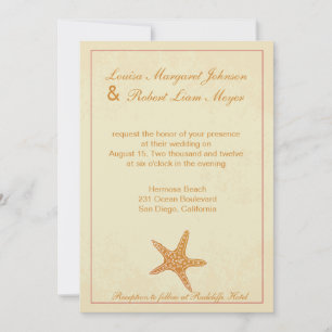 Star Fish - Beige Wedding Einladung