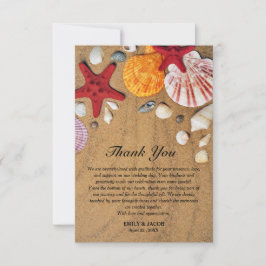 Star Fish Seashell Sand Beach Thema Hochzeit Foto Dankeskarte