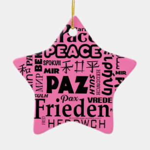 Star-Form Multilingual Frieden Weihnachtsdekoratio Keramik Ornament