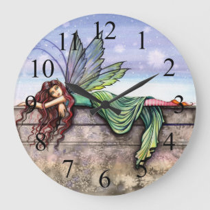 Star Gazer Fairy Fantasy Art Wall Clock Große Wanduhr