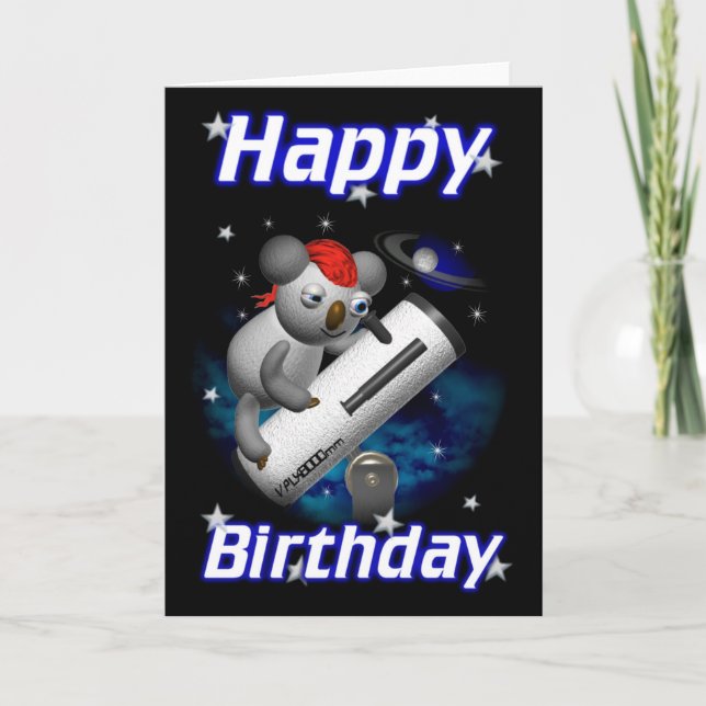 Star Gazer Koala Happy Birthday Karte (Vorderseite)