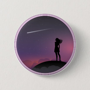 Star Gazing Girl Button