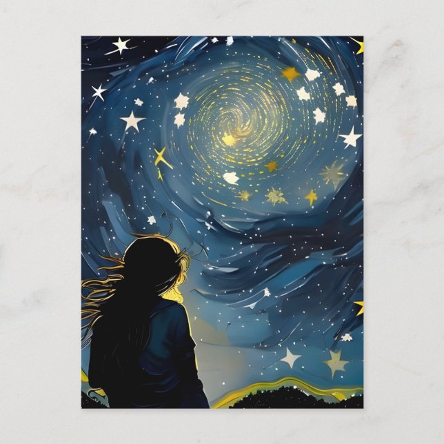 Star Gazing Woman Postkarte (Vorderseite)