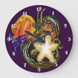 Star Glow Dragon Große Wanduhr