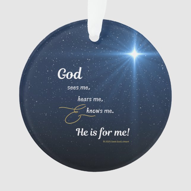 Star - God Sees Me, Hears Me, and Knows Me - round Ornament (Vorderseite)