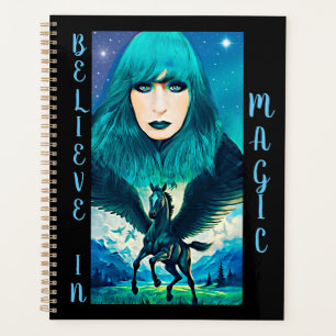 Star Goddess und Black Pegasus Fantasy Abstrakt Planer