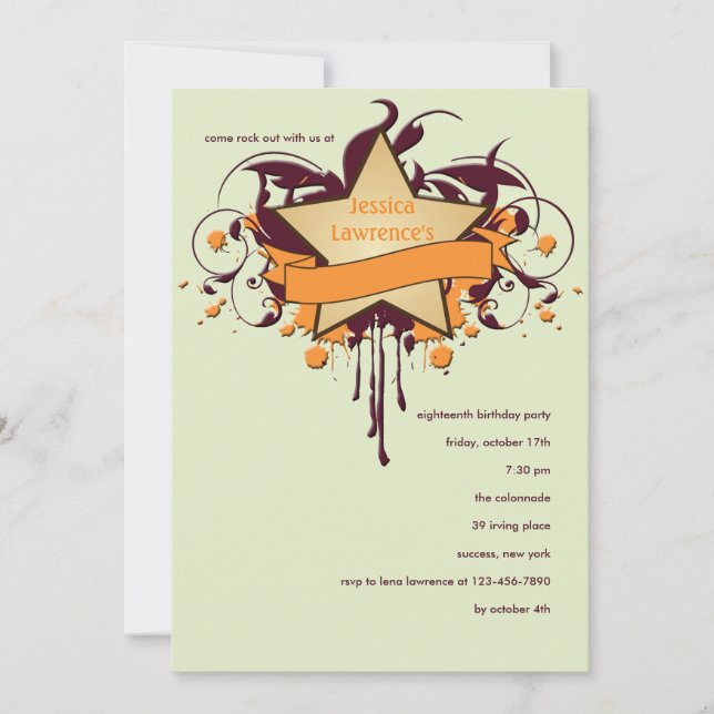 Star Grunge Einladung (Vorderseite)