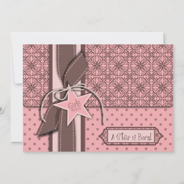 Star ist Geborene Girl Baby Dusche Einladung (Vorderseite)