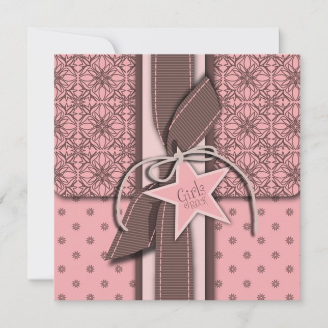 Star ist Geborener Girl Baby Dusche Einladung Plat (Vorderseite)