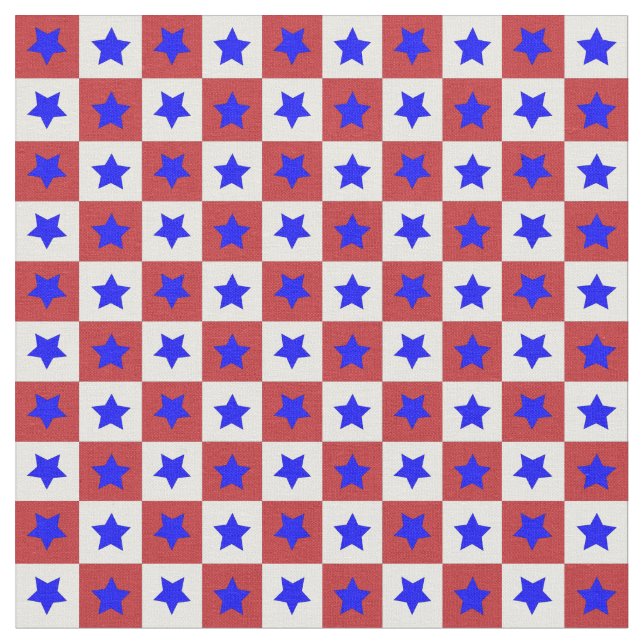 Star Karo in Rot, Weiß und Blau Stoff (Nahaufnahme)
