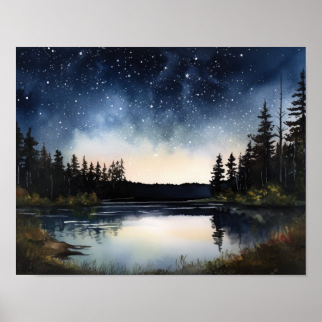 Star Lake Landschaft Malerei Art Print Poster (Vorne)