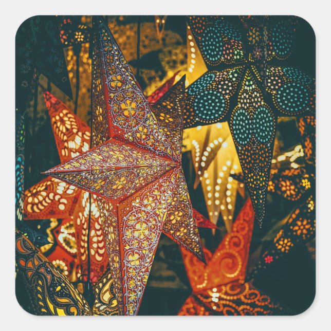 Star Lanterns Quadratischer Aufkleber (Vorderseite)