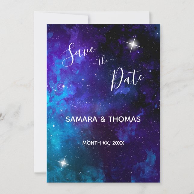 Star Light Blue Sky Wedding Save The Date (Vorderseite)