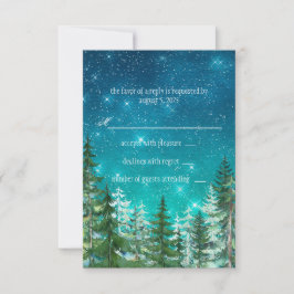 Star Light Night Forest Tree Wedding RSVP Karte