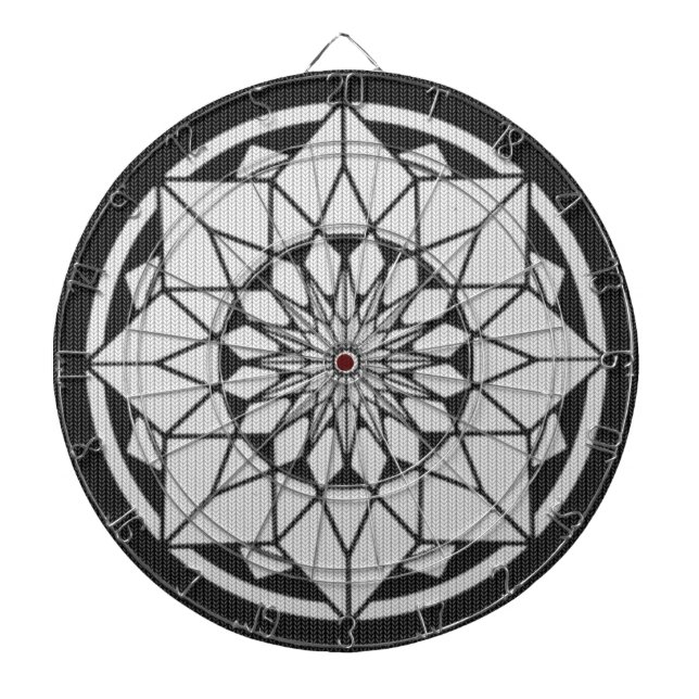 Star Mandala strickt schwarz & weiß Dartscheibe (vorne)