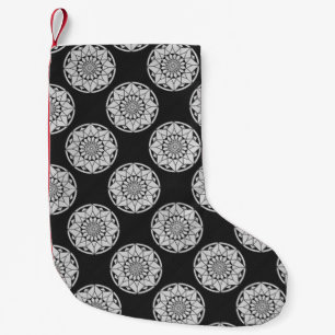 Star Mandala strickt schwarz & weiß Kleiner Weihnachtsstrumpf