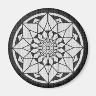 Star Mandala strickt schwarz & weiß Magnet