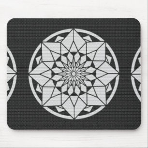 Star Mandala strickt schwarz & weiß Mousepad