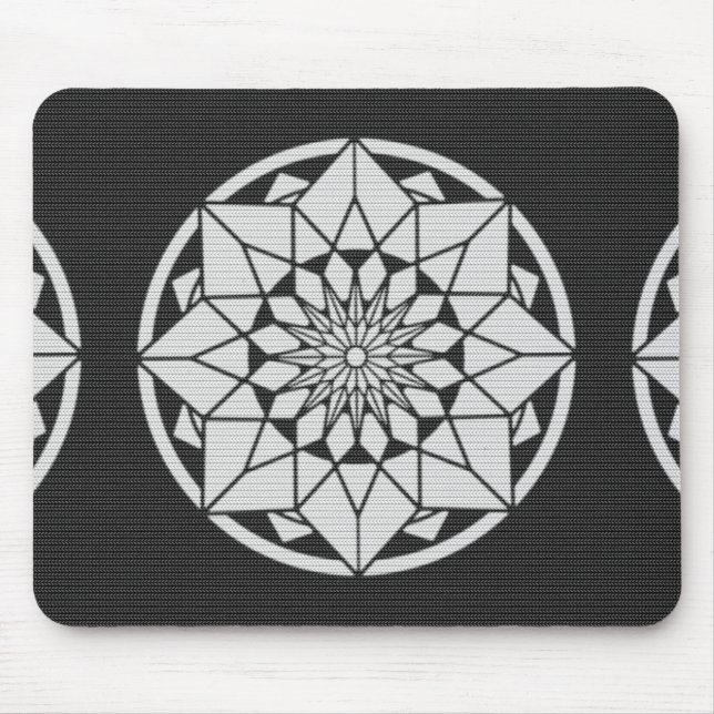 Star Mandala strickt schwarz & weiß Mousepad (Vorne)