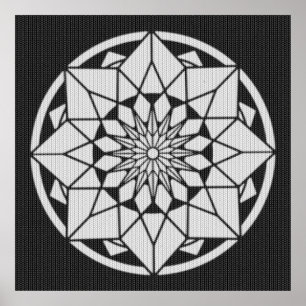 Star Mandala strickt schwarz & weiß Poster