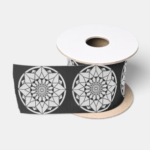 Star Mandala strickt schwarz & weiß Satinband