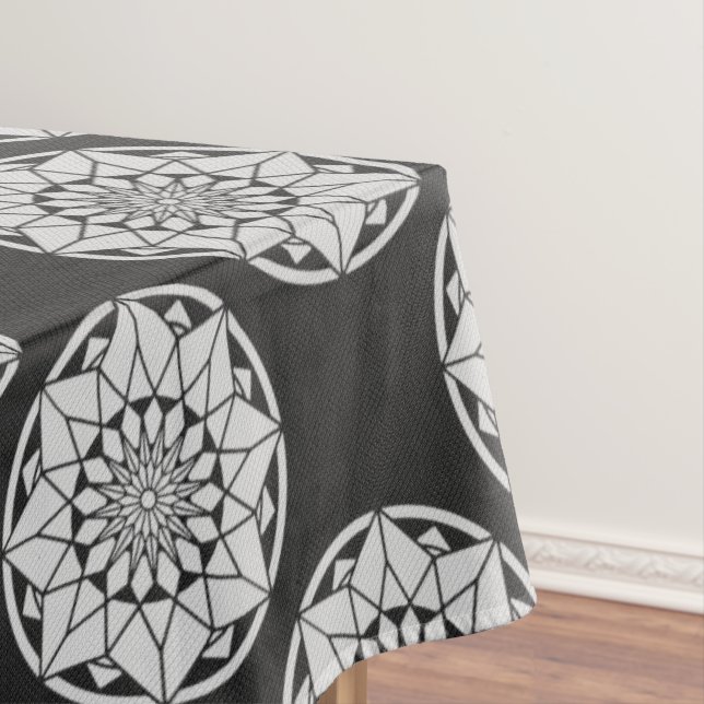 Star Mandala strickt schwarz & weiß Tischdecke (Beispiel)