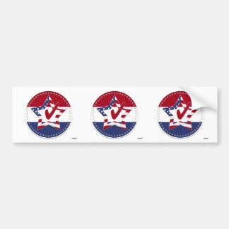 Star mit US-Flagge, Roter Karo & 50 Sterne - rund Autoaufkleber