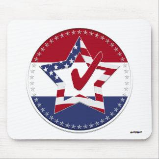 Star mit US-Flagge, Roter Karo & 50 Sterne - rund Mousepad