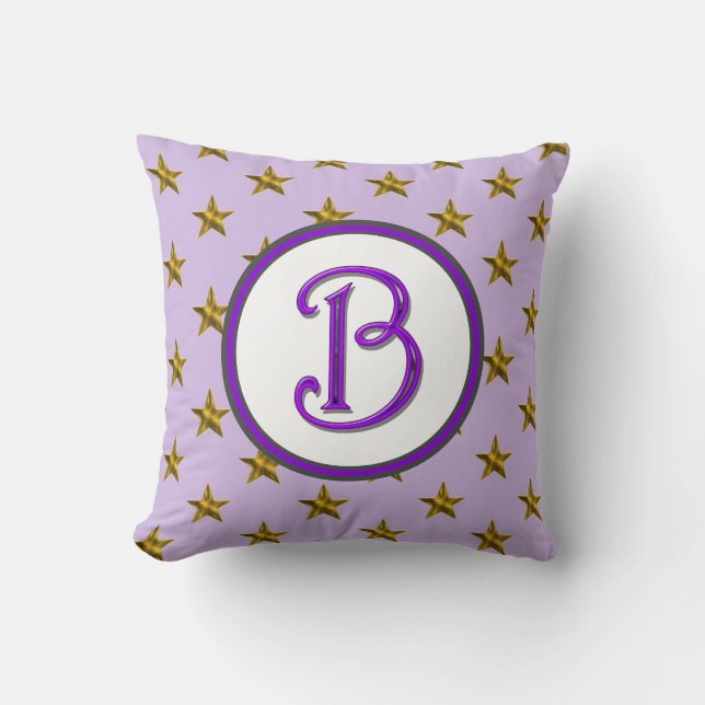 Star Monogram Family Initial Lila Celestial Kissen (Vorderseite)