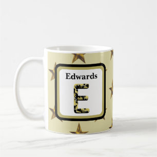 Star Monogram Gold Elegant Familienname Initial Kaffeetasse