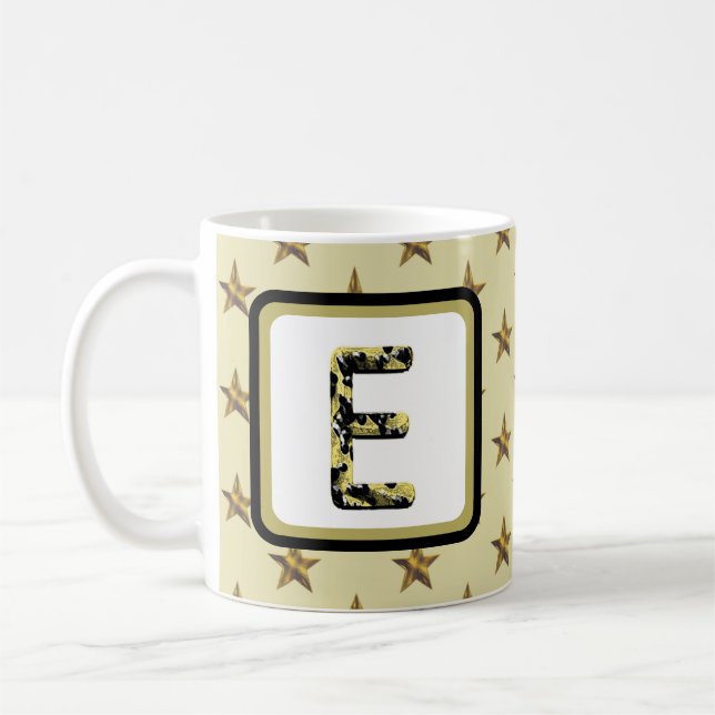 Star Monogram Gold Elegant Familienname Initial Kaffeetasse (Links)