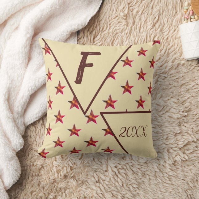 Star Monogram Initial Red Tan Keepake Wohngestaltu Kissen (Decke)
