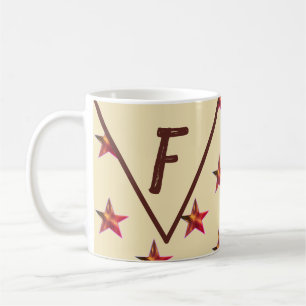 Star Monogram Red Tan Keepake Family Initial Kaffeetasse