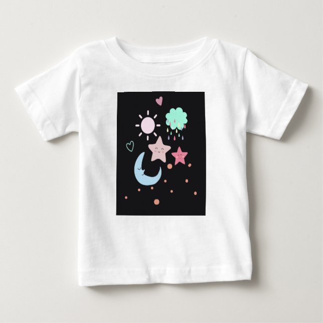 Star Moon Cloud - Sonnenherz niedlich Baby T-shirt (Vorderseite)
