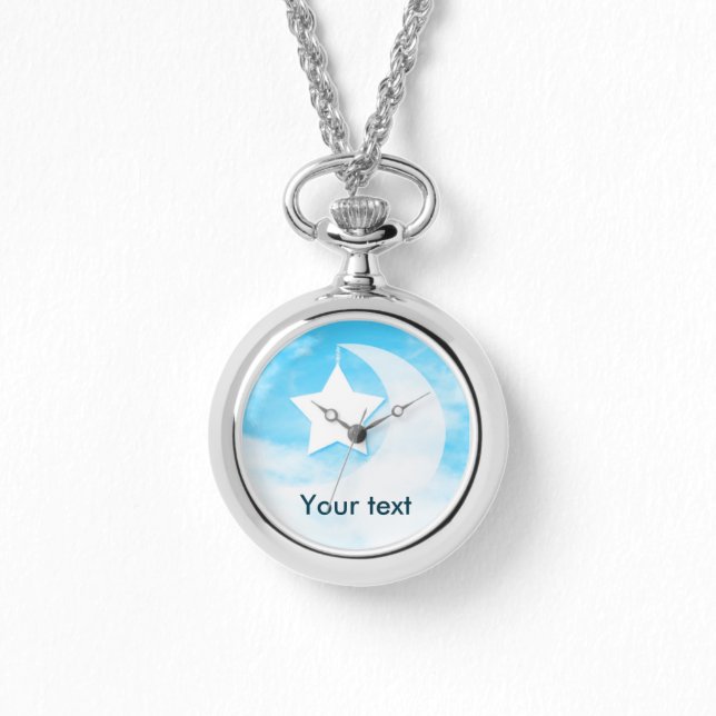 Star & Moon Women's Wraparound Silver Watch Armbanduhr (Vorderseite)