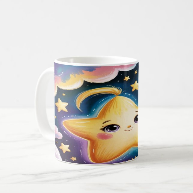Star Mug Design – Minimalist Celestial Cup Art Kaffeetasse (Vorderseite Links)